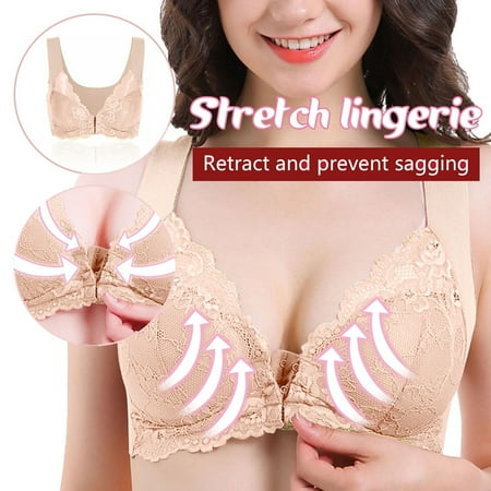 

IDALL Front Closure Bras for Women Nursing Bras for Breastfeeding Lingerie Closure Sports Breathable Trim Lace Front Extra-Elastic Bra Bralette Bras Khaki 8XL