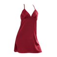 thumbnail image 3 of Gibobby Pijama algodón mujer Camisón y de satén para mujer, ropa de dormir Sexy, vestido de noche, negligés cortos(Rojo,G), 3 of 5