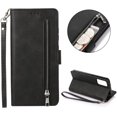 thumbnail image 6 of Wallet Case for Samsung Galaxy S20 FE 5G, 5 Card Slots Magnetic Closure Zipper Pocket Handbag PU Leather Flip Case with Wrist Strap TPU Kickstand Cover for Samsung Galaxy S20 FE 5G - Black, 6 of 16