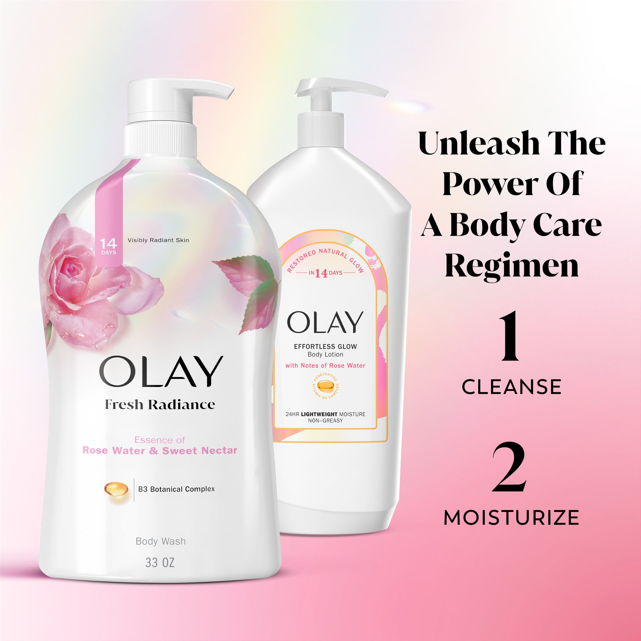 (2 pack) Olay Fresh Outlast Rose Water & Sweet Nectar Body Wash, 30 fl oz