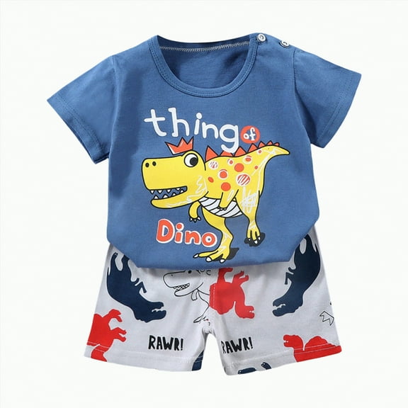 Boys Clothes Toddler Kids Boy Children's Spring Summer Cotton Round Neck Print Short Sleeve Training 1t 2t 3t 4t 5t 6t Boys' Clothing Sets T Shirt Pullover Tops Shorts 2PCS Set