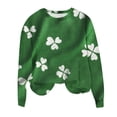 thumbnail image 7 of Felirenzacia St. Patrick’s Day Women’s Sweatshirt Shamrock Print Pullover Tops Festive Green Holiday Shirt Cozy Fleece Daily Outfit, Green,L, 7 of 7