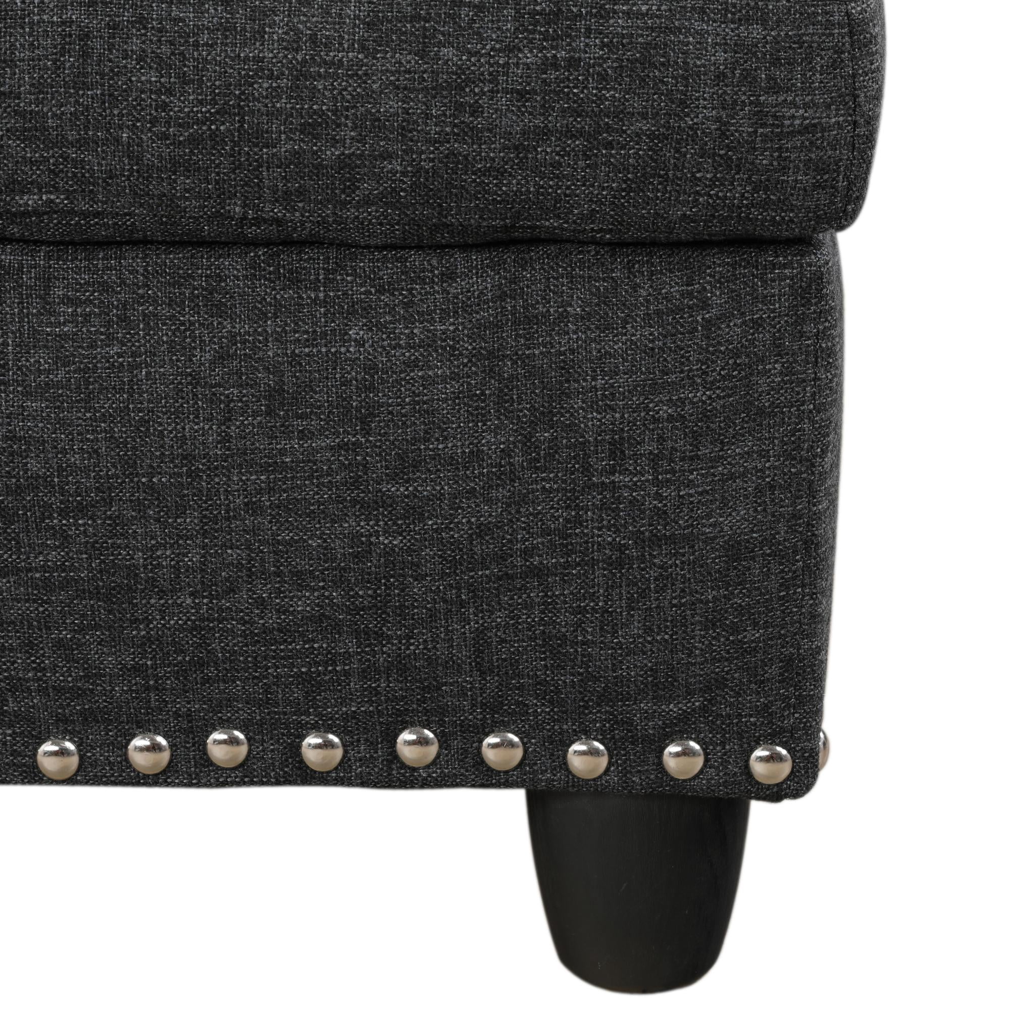 Sectional Sofa Couch, L Shaped Sofas with Ottoman Sectional Couches for Living Room, Apartment, Studio, Office, Linen, Black