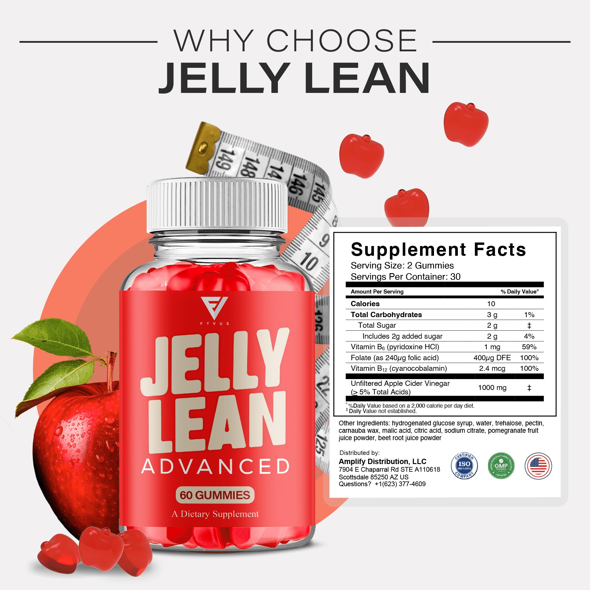 (2 Pack) Jelly Lean Gummies, Jelly Lean Weight Management Gummy (120 Gummies)