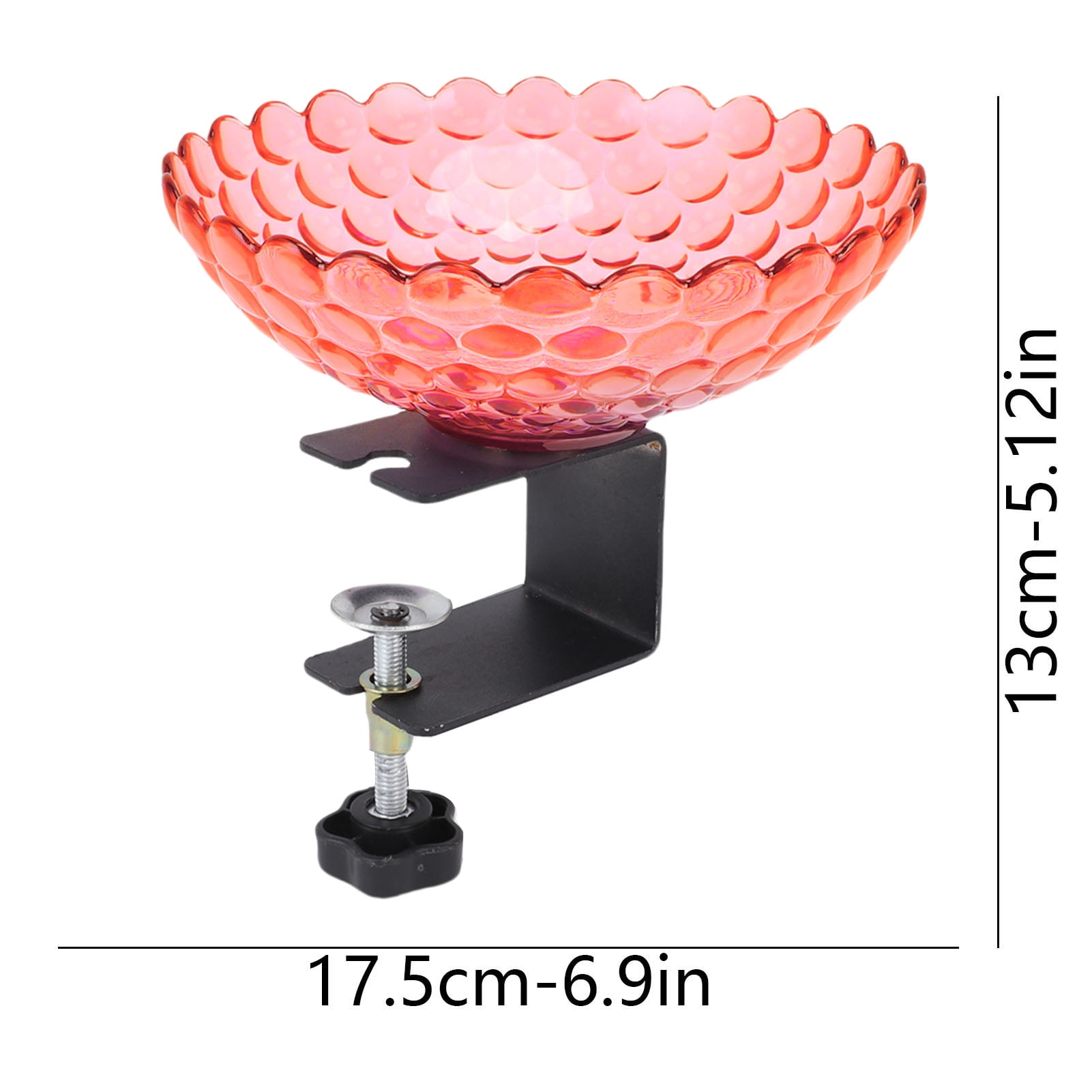 YAHHU Red Deck Mounted Bird Bath Plastic Detachable Outdoor Bird Feeder Water Bowl Adjustable Clamp for Balcony Garden Fence 6.9x5.12 inches / 17.5x13 cm