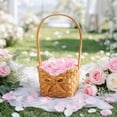 thumbnail image 3 of Handwoven Wicker Flower Girl Basket With Bow Wedding Petal Basket Small Storage Basket For Ceremony Party Home Decor, 3 of 7