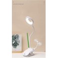 thumbnail image 3 of Luz LED con clip con portalápices, lámpara de escritorio, luz para niños con protección ocular, 3 colores ajustables para leer y trabajar (blanco), 3 of 5