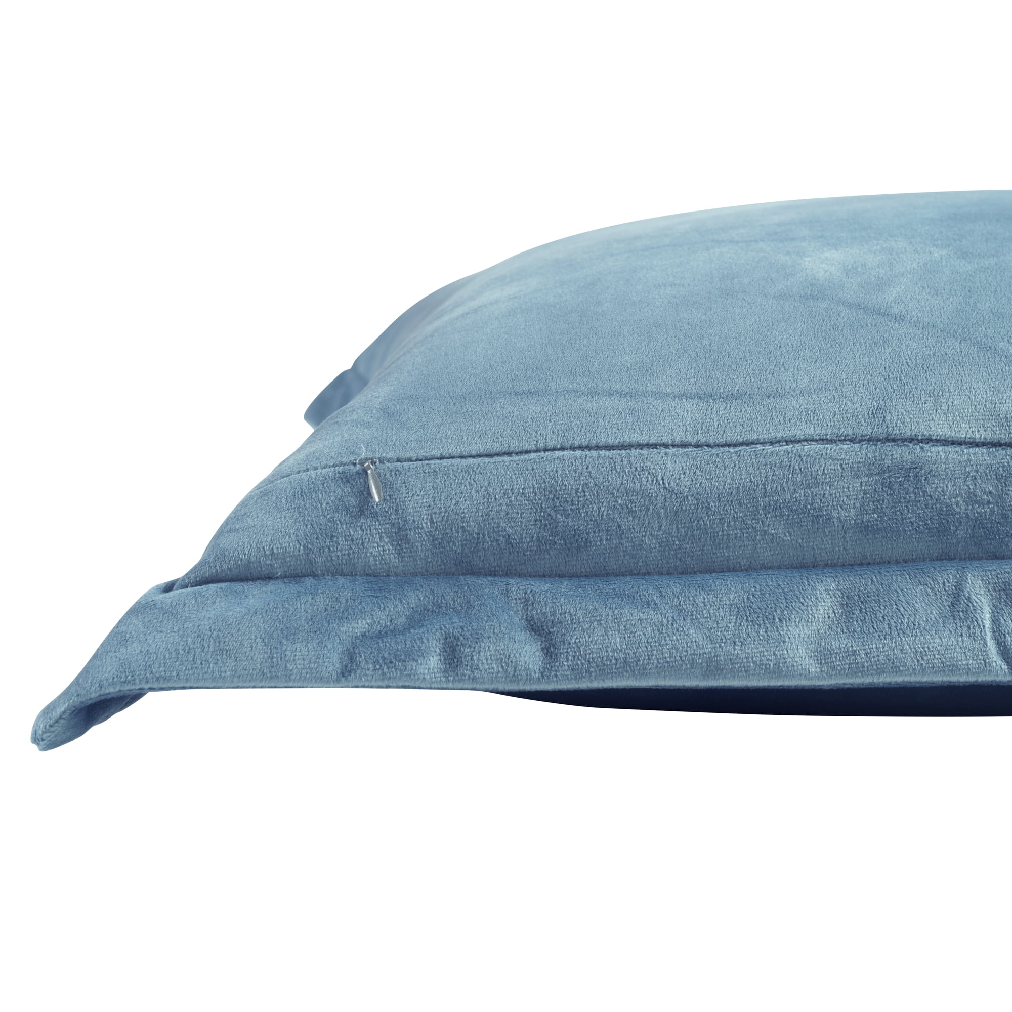 Lush Decor Velvet Dreams Euro Sham Covers 2 Piece Set 25.5" W x 25.5" L + 1.5" Dusty Blue - Velvet Pillow Cover - Euro Pillow Covers - Glam Decorative Pillows for Bed