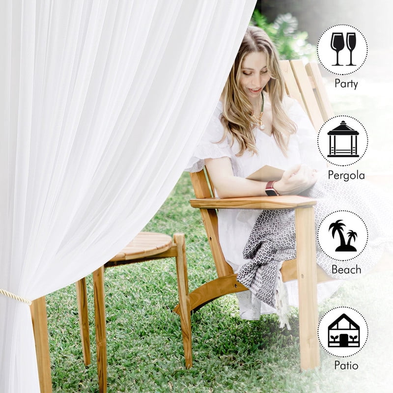 NICETOWN 2 Panels Mosquito Net Waterproof Outdoor Sheer Curtains, Rod Pocket Beathable Mosquito Shield Drapes with Adjustable Length, W118 x L120, White