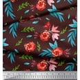 thumbnail image 2 of Soimoi Cotton Voile Fabric Flower & Leaves Watercolor Printed Craft Fabric by the Yard 56 Inch Wide, 2 of 3