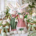 thumbnail image 2 of STPgoods Girl Rabbit with Flower Easter Figurine 17" (43 cm) Fabric Easter Decoration Standing Decoration Easter Collectible Figurine Holiday Decor Tabletop Favor Figurine, Pink and Green, 2 of 6