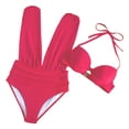 thumbnail image 3 of EYNMVR Womens Halter 2 Piece Push Up Swimsuit High Waisted Tummy Control High Cut Bikini Ruched Suspenders, 3 of 9