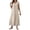 Beige, variant on Kukoosong Women's Spring Summer Sundress Sleeveless V-Neck Tea-Length with Side Slit Casual Solid Color Dresses