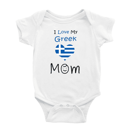 

I Love My Greek Mom Cute Baby Bodysuits (White 18-24 Months)