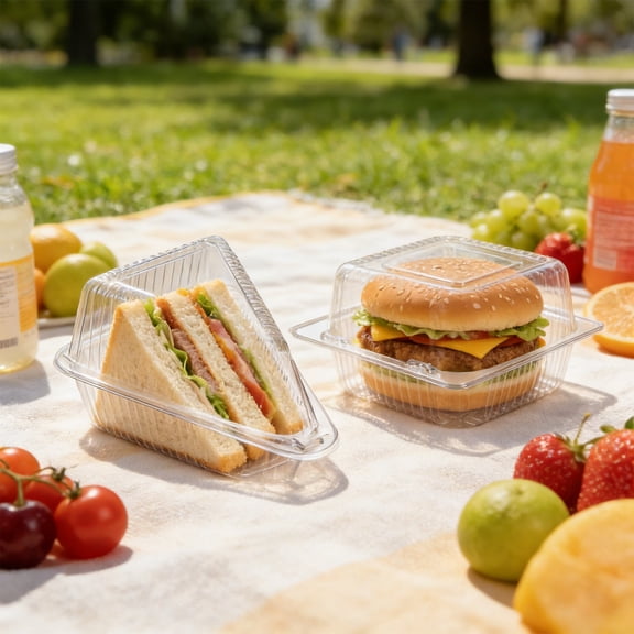 Plastic Box 1-Pack Clear Plastic Food Containers, Leak-Proof Sandwich Cake Burger Storage for Takeout Picnic Freshness(Clear) Rkxzt