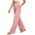 thumbnail image 4 of hoksml Women's High Waisted Wide Leg Pants Stretch Solid Casual Trousers with Pockets for Work Office Daily Wear, 4 of 9