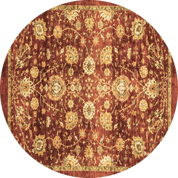 Ahgly Company Indoor Round Oriental Brown Traditional Area Rugs, 7' Round