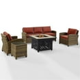 thumbnail image 3 of Afuera Living 5-Piece Wicker / Rattan Patio Fire Pit Sofa Set in Red/Brown, 3 of 9
