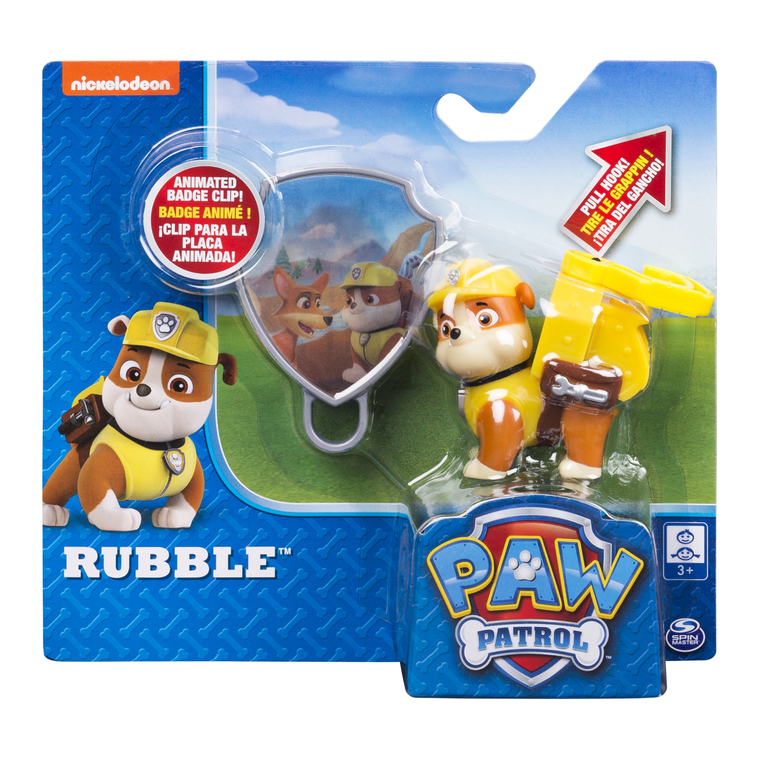 PAW Patrol - Action Pack Rubble with Extendable Hook and Collectible Pup  Badge 
