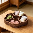 thumbnail image 4 of Round Divided Food Storage Basket, Imitation Wicker Rattan Organizer, 5 Compartment Serving Storage Box, Non-Slip Bottom Woven Basket, Multi-Purpose Table Tray, 11.81 × 1.97 inch Size, 4 of 6