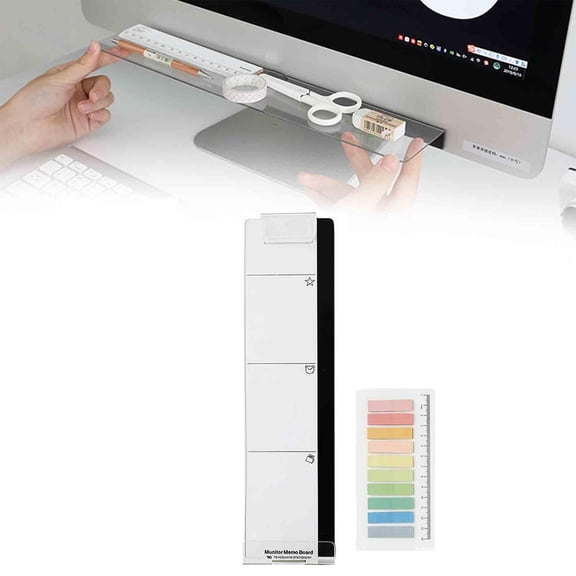 Monitor Sticky Note Holder - Computer Screen Memo Board - Desk Note Clip - Side-Mounted Notepad Organizer