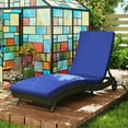 thumbnail image 3 of Spaco Outdoor PE Rattan Chaise Lounge Chair, Sun Lounger with Adjustable Backrest & 2 Wheels, Comfortable Patio Furniture for Garden, Poolside, Balcony, Dark Blue, 3 of 11