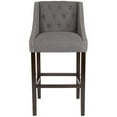 thumbnail image 3 of Home Square 30" Tufted Bar Stool in Dark Gray and Walnut - Set of 3, 3 of 5