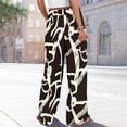 thumbnail image 4 of WTOBBY Women's Printed Wide Leg Pants with Floral Design High Waist Drawstring Loose Casual Trousers and Side Pockets for Summer Style ,Dark Gray M, 4 of 6