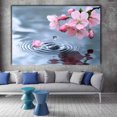 thumbnail image 2 of Mudket Water Droplet on Cherry Blossom Canvas Wall Art, Framed Floral Print, Ready to Hang Wall Decor for Bathroom Living Room Office, Serene Nature Artwork - 12"L x 8"W, 2 of 10