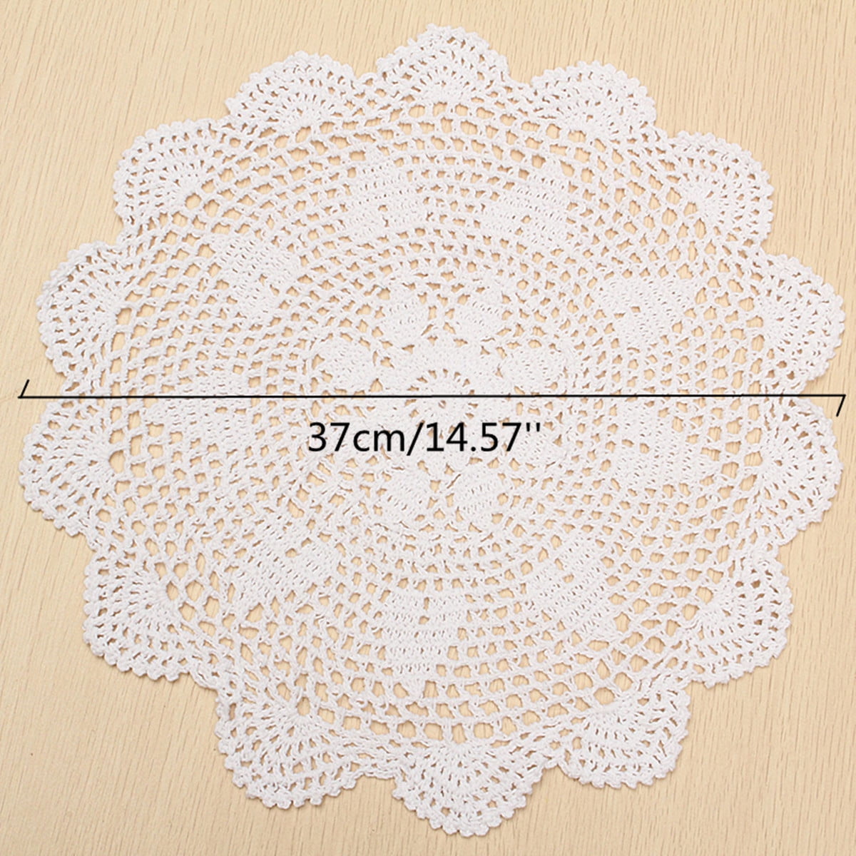 14" Round Handmade Cotton Crochet Doilies,Ecru Round Crocheted Lace