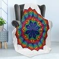 thumbnail image 4 of Rainbow Mandala Soft Flannel Fleece Throw Blanket, Composition of Thriving Exotic Spring Flower in Oriental Mandala Design, Cozy Plush for Indoor and Outdoor Use, 70" x 90", Multicolor, by Ambesonne, 4 of 5