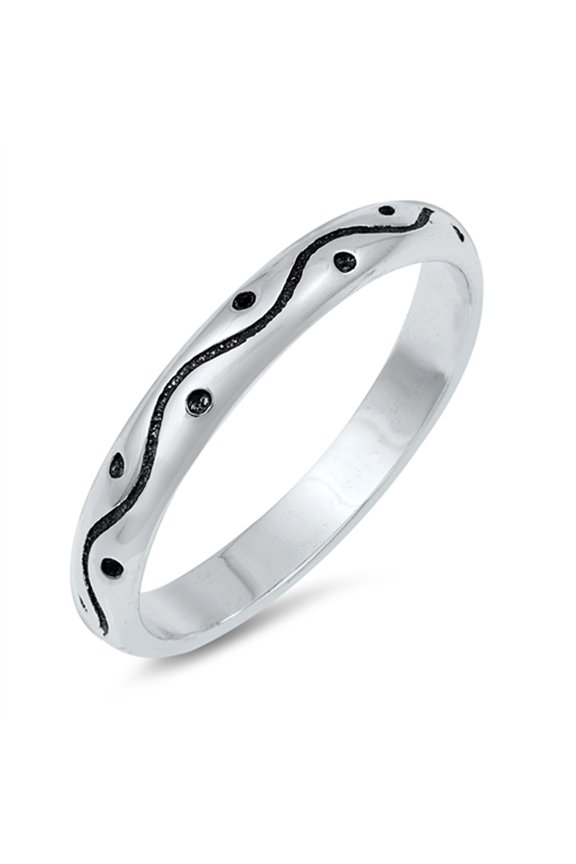 Simple Swirl Dot Ring .925 Sterling Silver Band Jewelry Female Male Unisex Size 8
