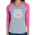 thumbnail image 1 of LA Pop Art Women's Raglan Baseball Word Art T-shirt - Route 66 - Life is a Highway, 1 of 2
