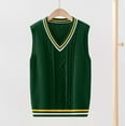 thumbnail image 2 of SUXIAN Classic V Neck School Sweater Vest for Girls Knit Cardigan Comfortable Academic Style Green 15-16 Years, 2 of 5