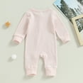 thumbnail image 3 of Okbabeha Baby Girls Waffle Knit Zipper Rompers Crew Neck Long Sleeve Zip Up Onesie Newborn One Piece Jumpsuits Fall Clothes, 3 of 7