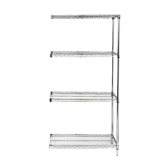 Quantum Storage Systems Wire Shelving 4 - Shelf Add-On Unit - 30" x 48" x 54" - 304 Stainless Steel