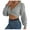Gray, variant on Jgppe Women's Crop Sweater Twist Front Stretchy Slim Knit Crewneck Long Sleeve Solid Color Shirt Top