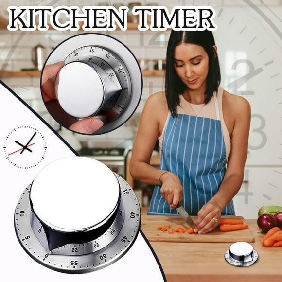 Stainless Steel Kitchen Timer Mechanical Magnetic Countdown Clock for Cooking Baking Precision Timing with 360 Degree Rotation and 60 Minute Range