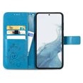 thumbnail image 3 of Wallet Case For Samsung Galaxy S21 FE, Clover Embossed Magnetic Closure Premium PU Leather [Folio Flip][Kickstand][Card Slots][Wrist Strap][Kickstand]Phone Cover For Samsung Galaxy S21 FE, Blue, 3 of 7