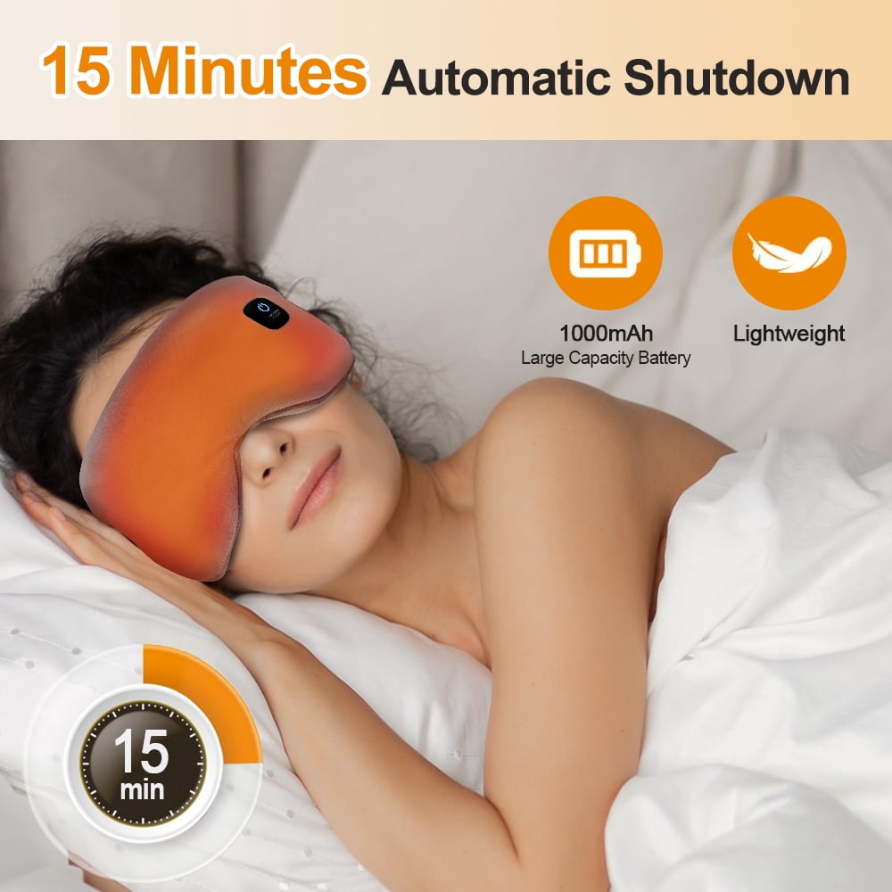 Heated Eye Mask for Dry Eyes, Cordless Rechargeable Warm Eye Compress with 3 Heat Settings, Heating Pad for Stye Eye, Washable Cover, Cordless Design for Travel & Night Use