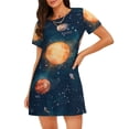 thumbnail image 1 of Fotbe Solar System And Planets Bata de Dormir para Mujer con Estampado, Camisón de Algodón de Manga Corta, Ropa de Dormir Casual, 1 of 6