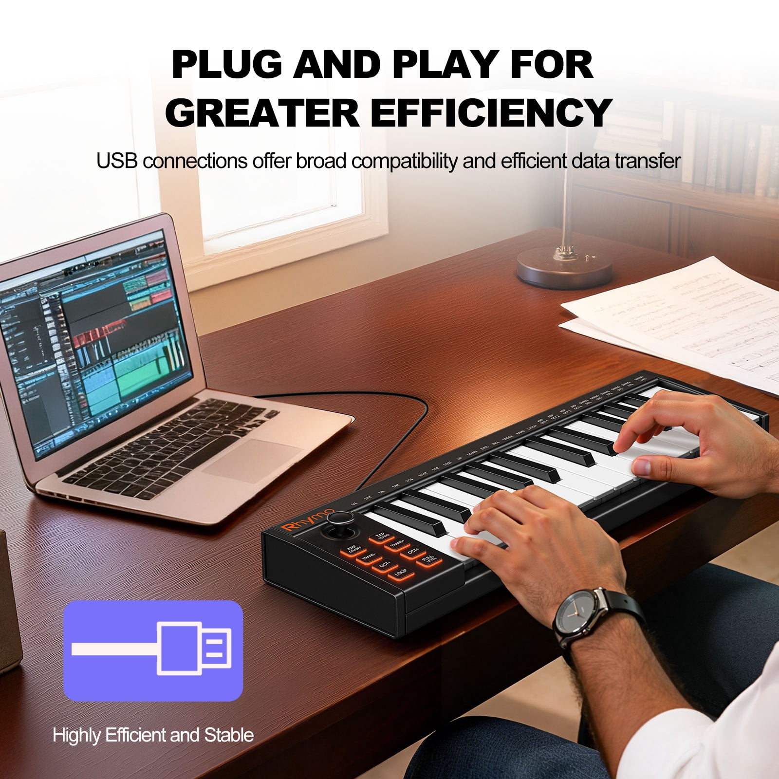 Midi Keyboard 25 Key, Portable Midi Keyboard Controller with Joystick,  Midi Arranger Keyboard for Music Production, Mobile Studios,Performance