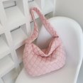 thumbnail image 3 of Ropa Algodón Bordada Acolchada Con Rombos Moderna Y Versátil Bolso Hombro para Mujer Gran Capacidad 1892 (rosa) Rosa, 3 of 9