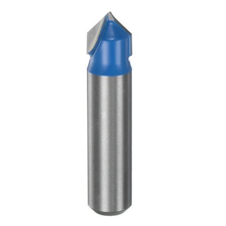 Router Bit 1/2" Shank 1/2" Dia 90 Degree V Type End Mill Carbide Edge Trimmer, Blue