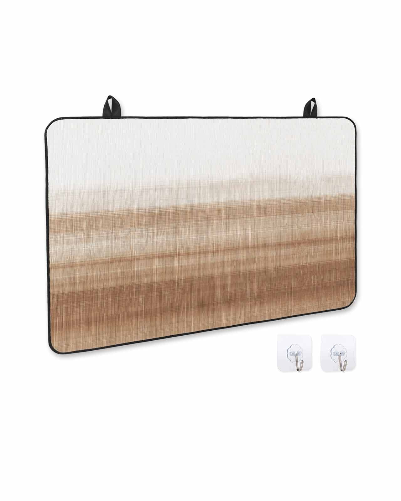 nqOlkjepod Large Induction Cooktop Protector Mat 24"x21", Brown White Ombre Stove Top Covers for Electric Stove, Vintage Farmhouse Abstract Striped Stove Burner Cover Mats, Glass Top Stove Cover