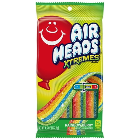 Airheads Xtremes Belts Candy, Rainbow Berry, 4.6 oz Bag