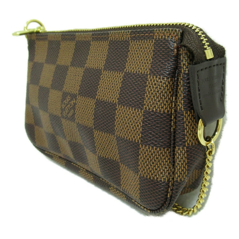 Pre Owned LOUIS VUITTON Mini Pochette Accessoires Brown Ebene Damier PVC coated canvas N58009 Good Walmart