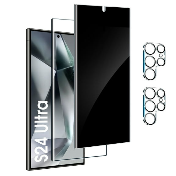 LIDAY 2 Pack Screen Protector Compatible with Samsung Galaxy S24 Ultra   2 Pack Camera Lens Protector, HD and Privacy Tempered Glass Screen Protector, Sensor Protection