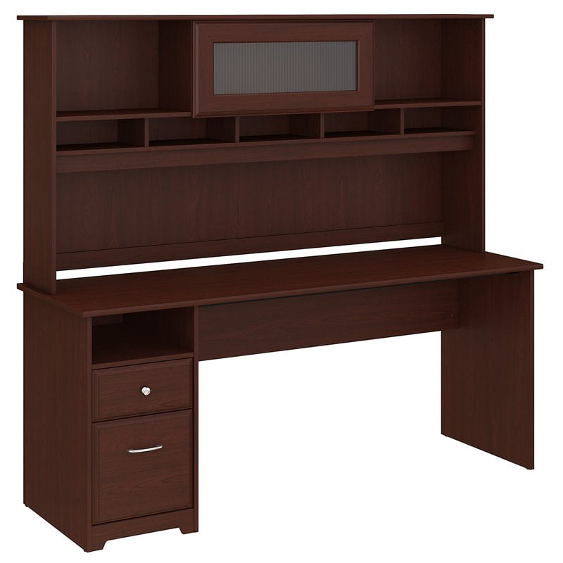 Bush Cabot 72w Computer Desk With Hutch And Drawers In Harvest