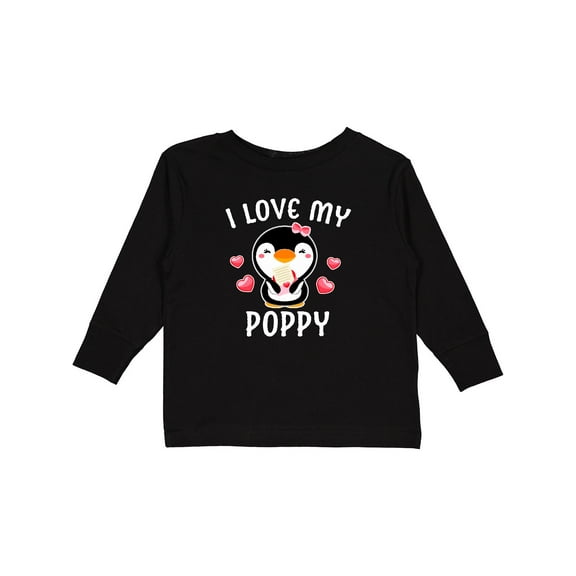Inktastic I Love My Poppy with Cute Penguin and Hearts Girls Long Sleeve Toddler T-Shirt